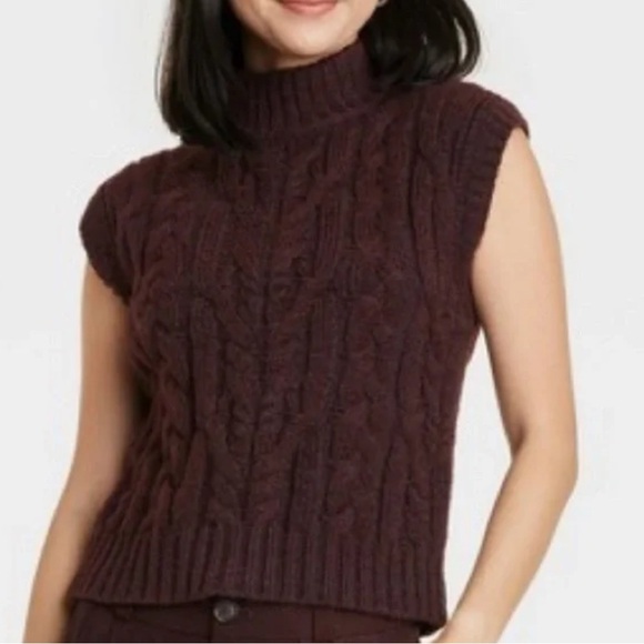 A New Day Women's Knit Sleeveless Mock Neck Sweater Vest- Size M - Picture 1 of 4